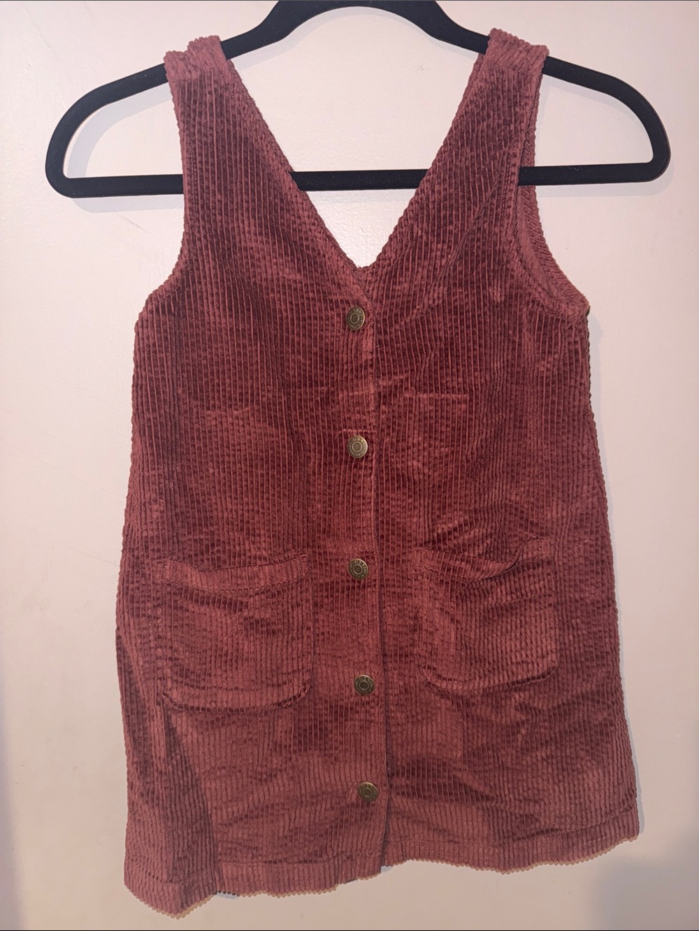 Old Navy Girls Corduroy Button-Front Pinafore Dress in  Burgundy